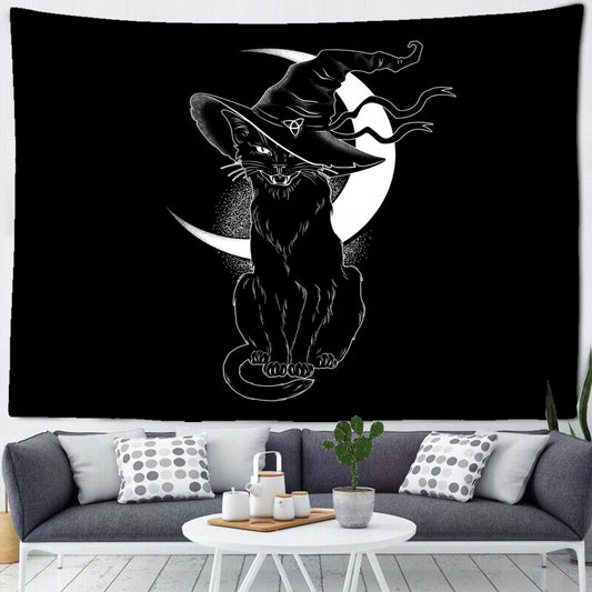 Black Cat Tapestry Wall Hanging