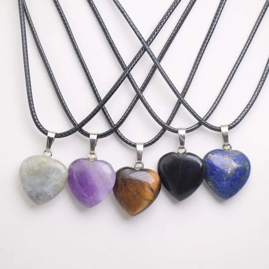 Natural Gemstone Heart Shaped Pendant