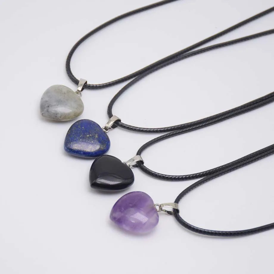 Natural Gemstone Heart Shaped Pendant