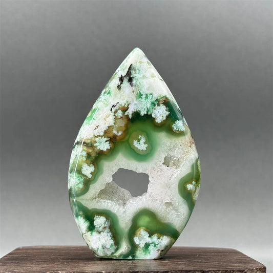 Natural green Cherry blossom agate