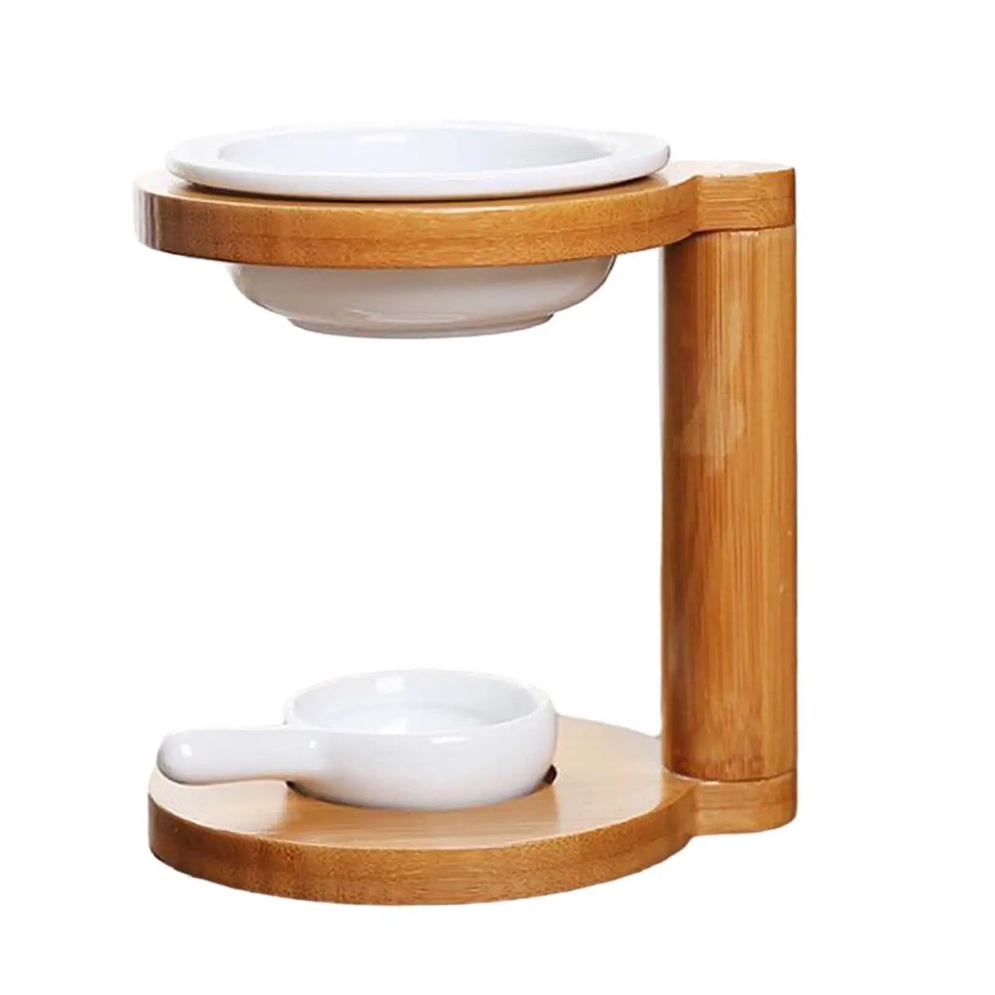 Bamboo Oil Burner with Ceramic Bowl