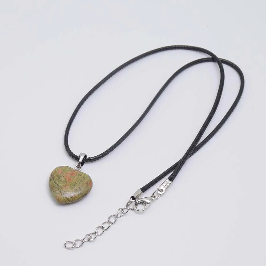 Natural Gemstone Heart Shaped Pendant