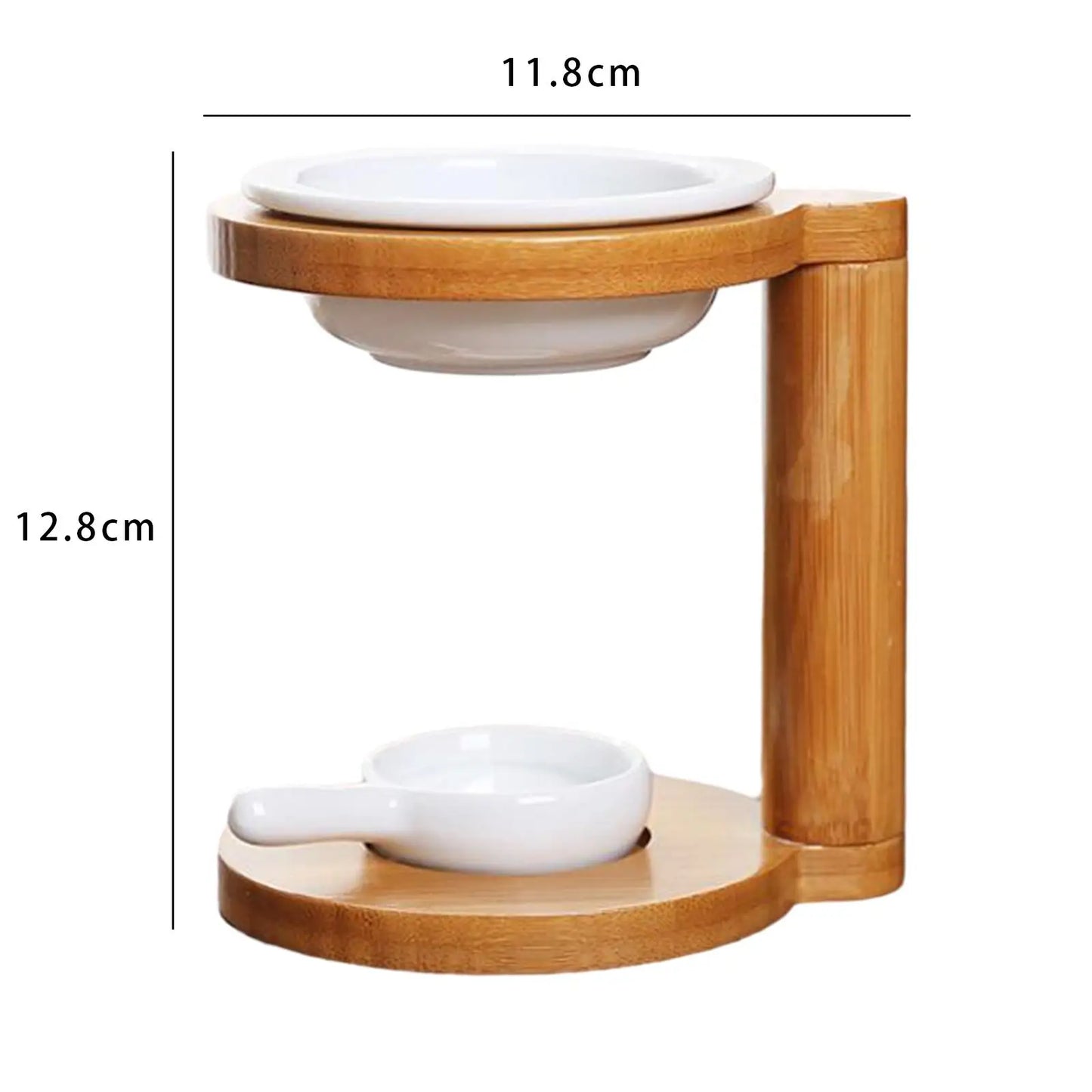 Bamboo Oil Burner with Ceramic Bowl