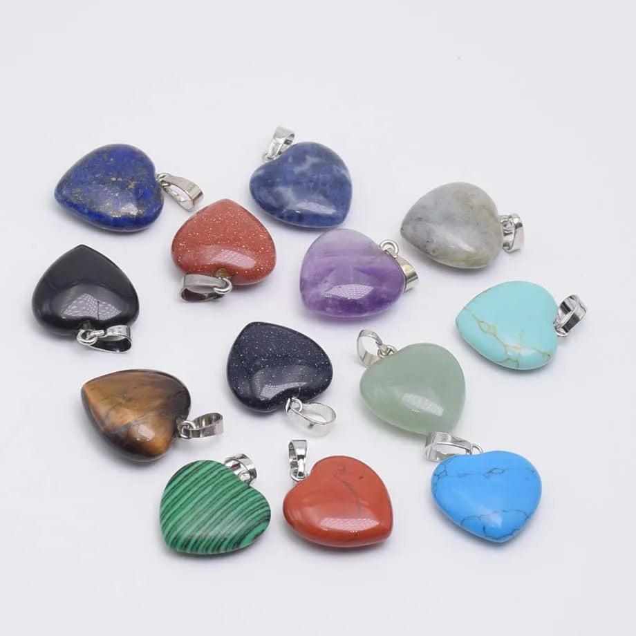 Natural Gemstone Heart Shaped Pendant