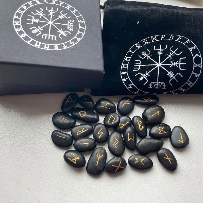 25pcs/set Engraved Viking Rune Stones